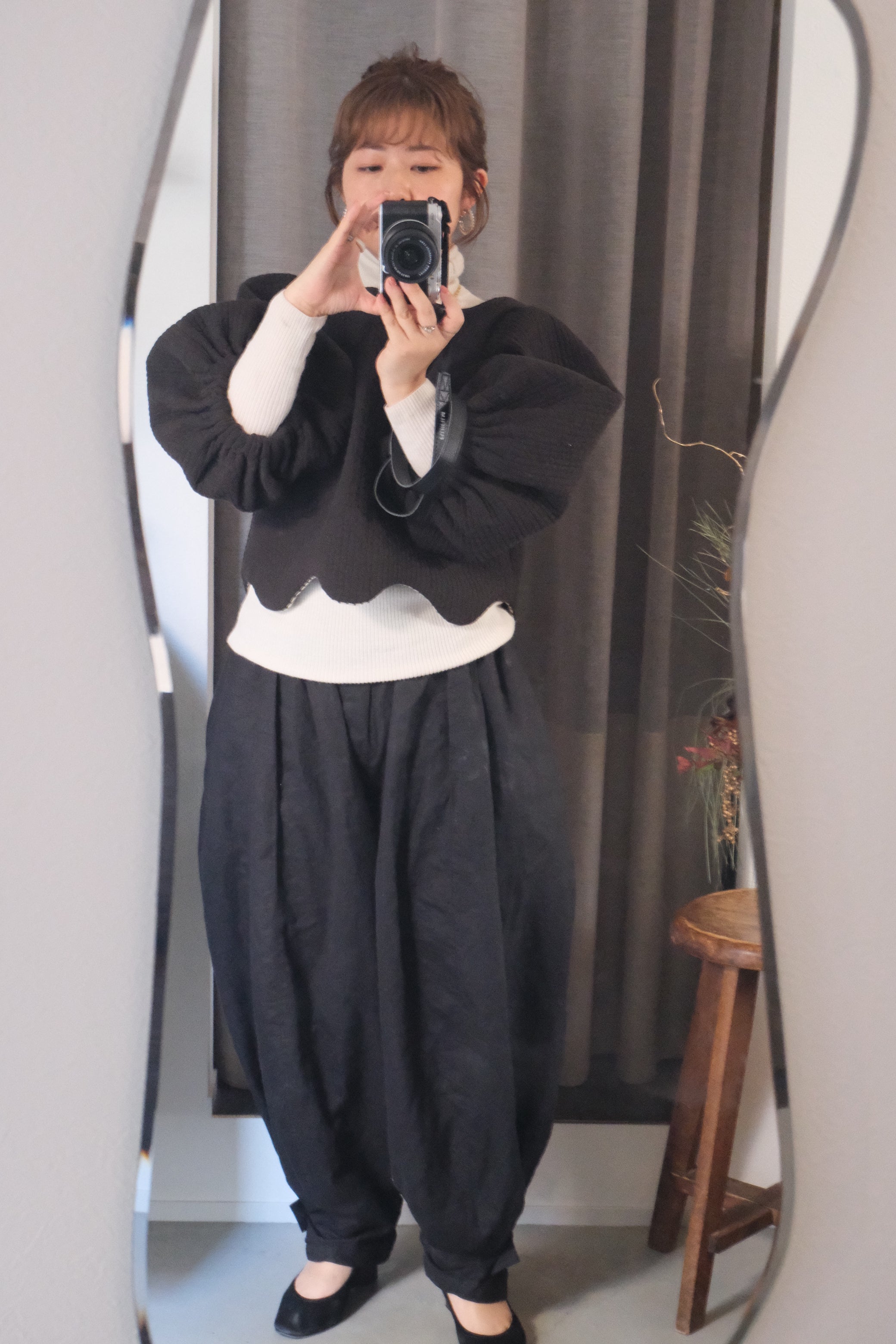 balloon puff pants-black