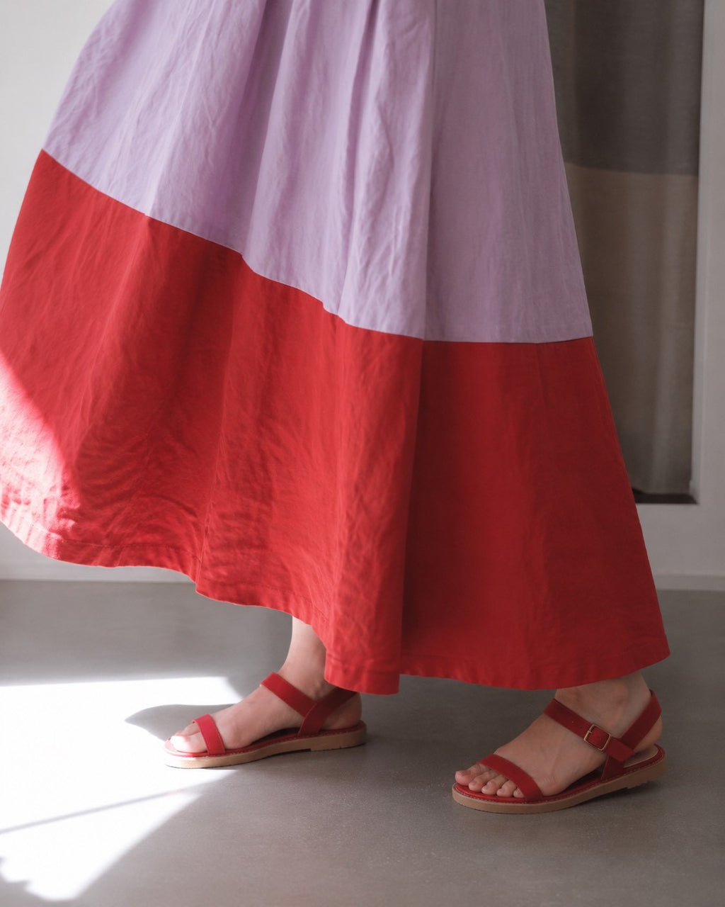 cross linen dress (cherry pink)