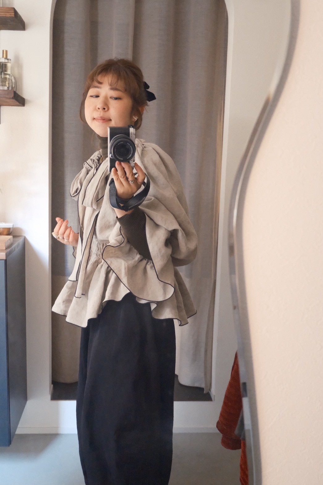 【予約】ribon puff peplum(écru)