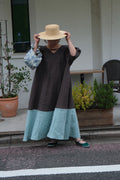 cross linen dress (choco mint)