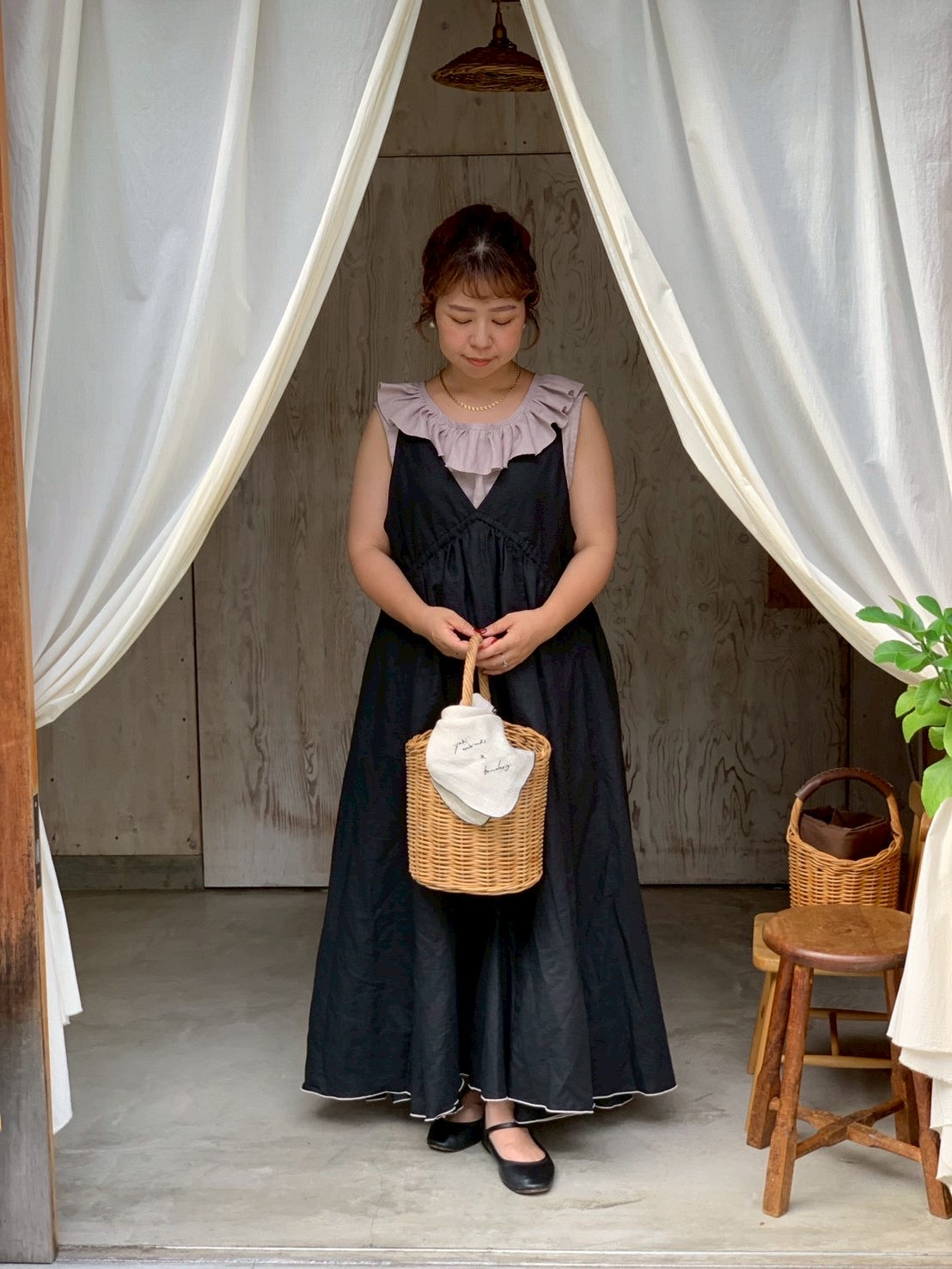 【予約】冬限定色❄️frappé cami dress(black)