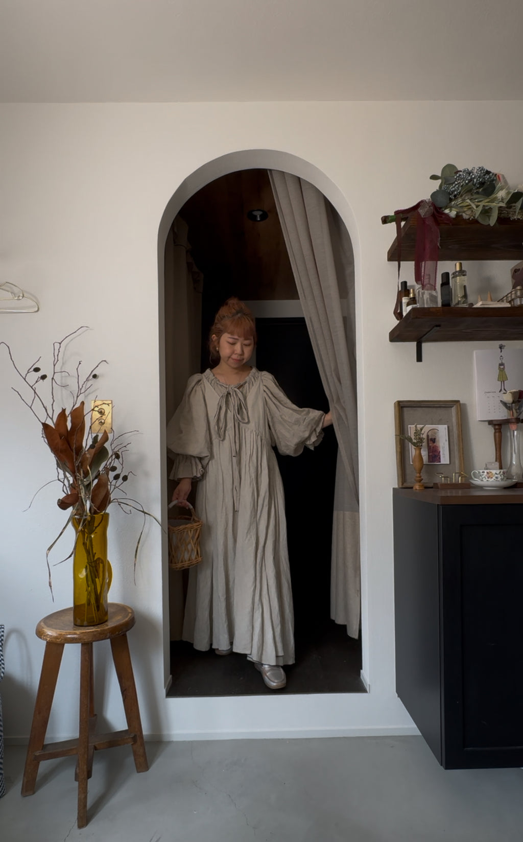 【予約】linen ribbon puff blouse(écru)