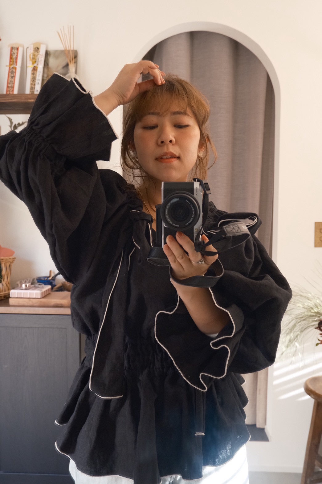 【予約】ribon puff peplum(black)