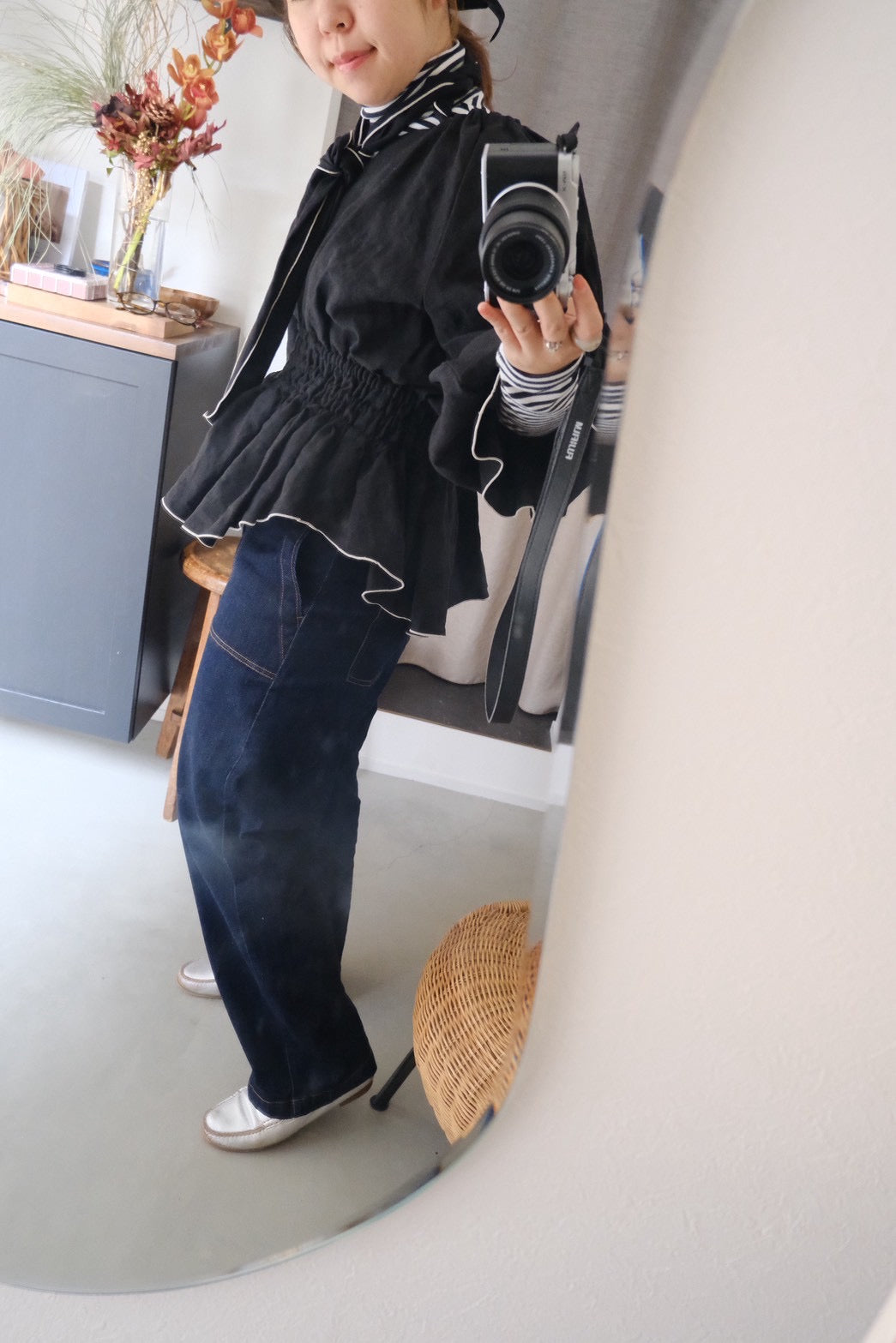 【予約】ribon puff peplum(black)