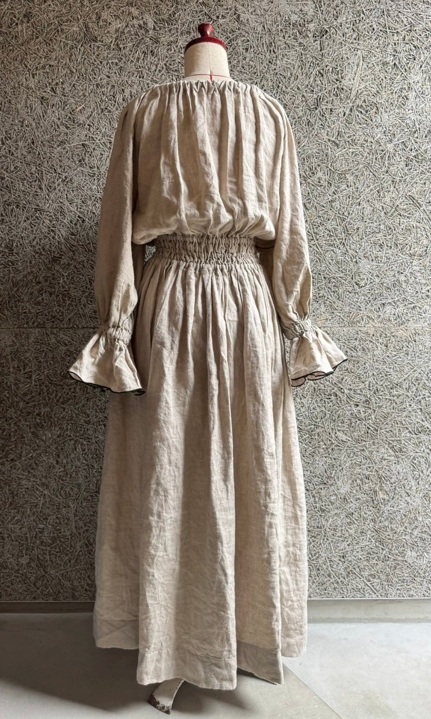 linen ribbon puff onepiece(écru)