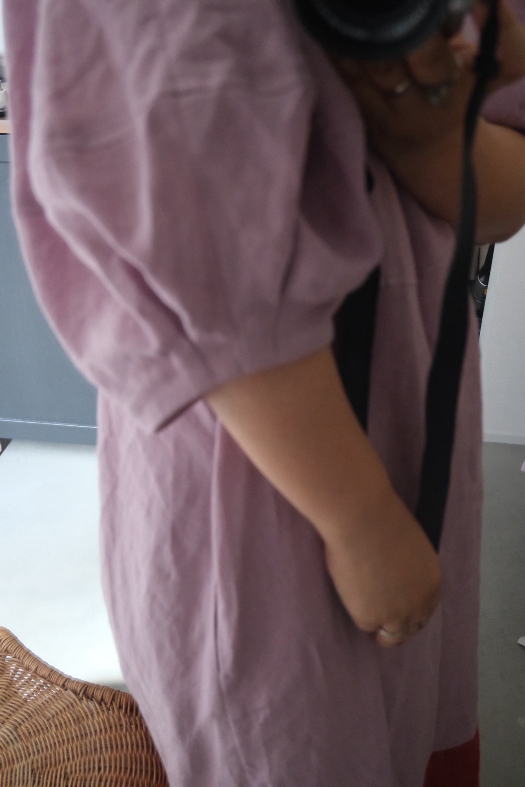 cross linen dress (cherry pink)