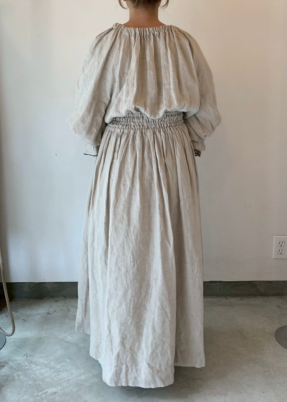 linen ribbon puff onepiece(écru)