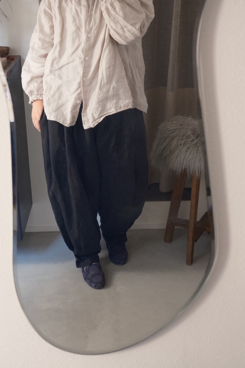 balloon puff pants-black