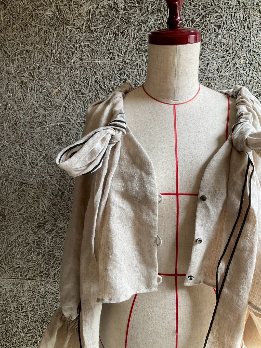 linen ribbon puff blouse(écru)