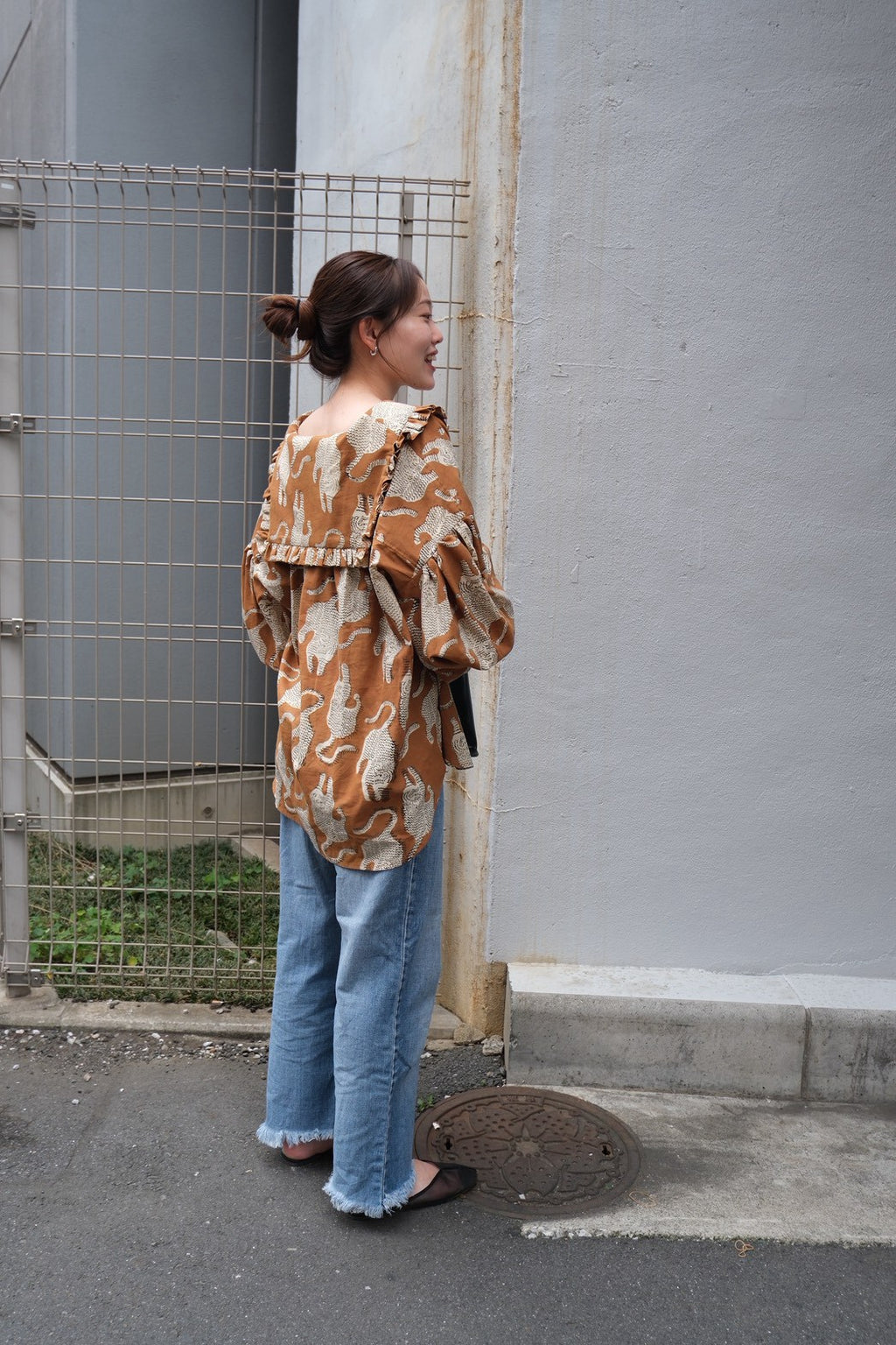 sailor puff blouse ｜ BLOCK PRINT