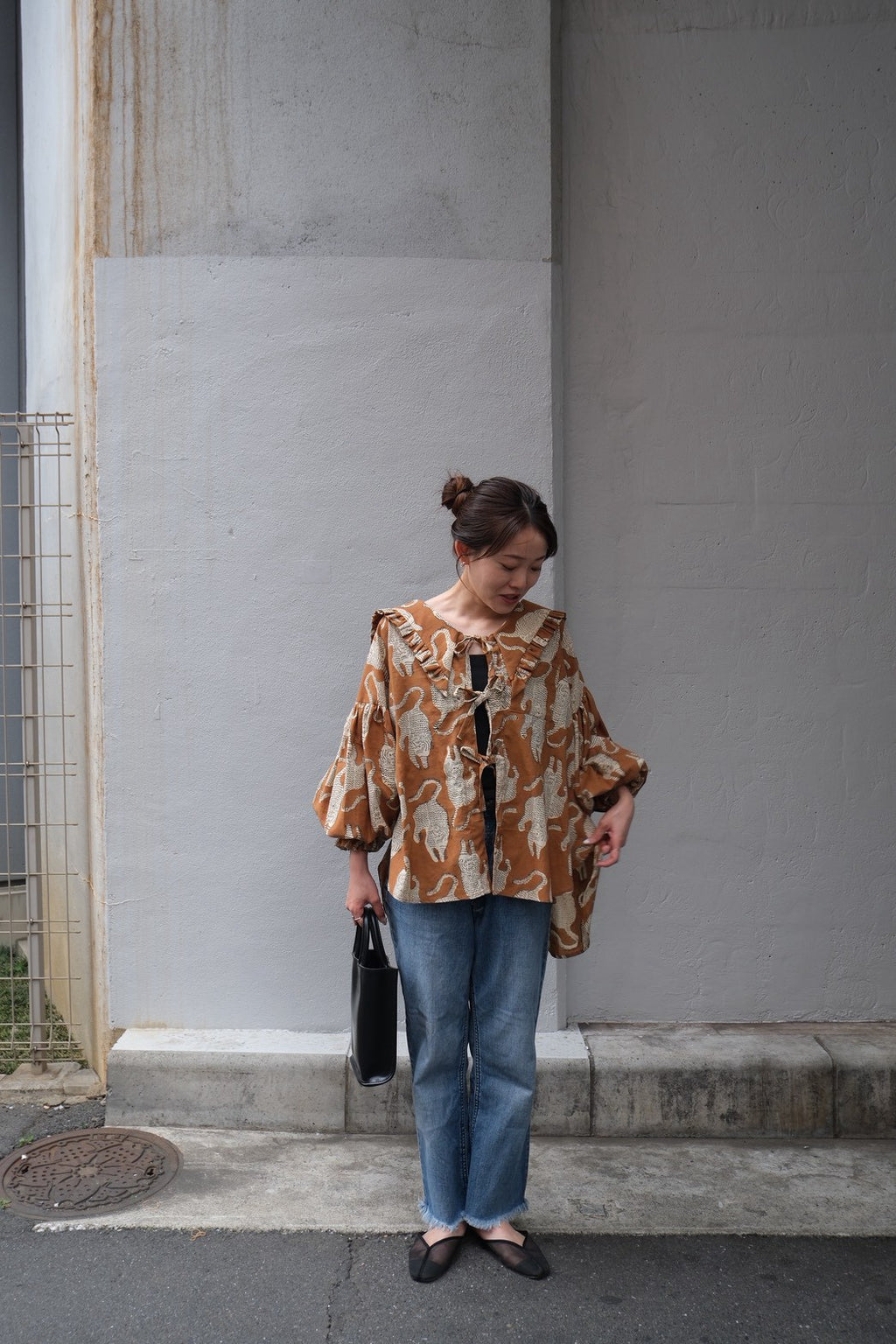 sailor puff blouse ｜ BLOCK PRINT