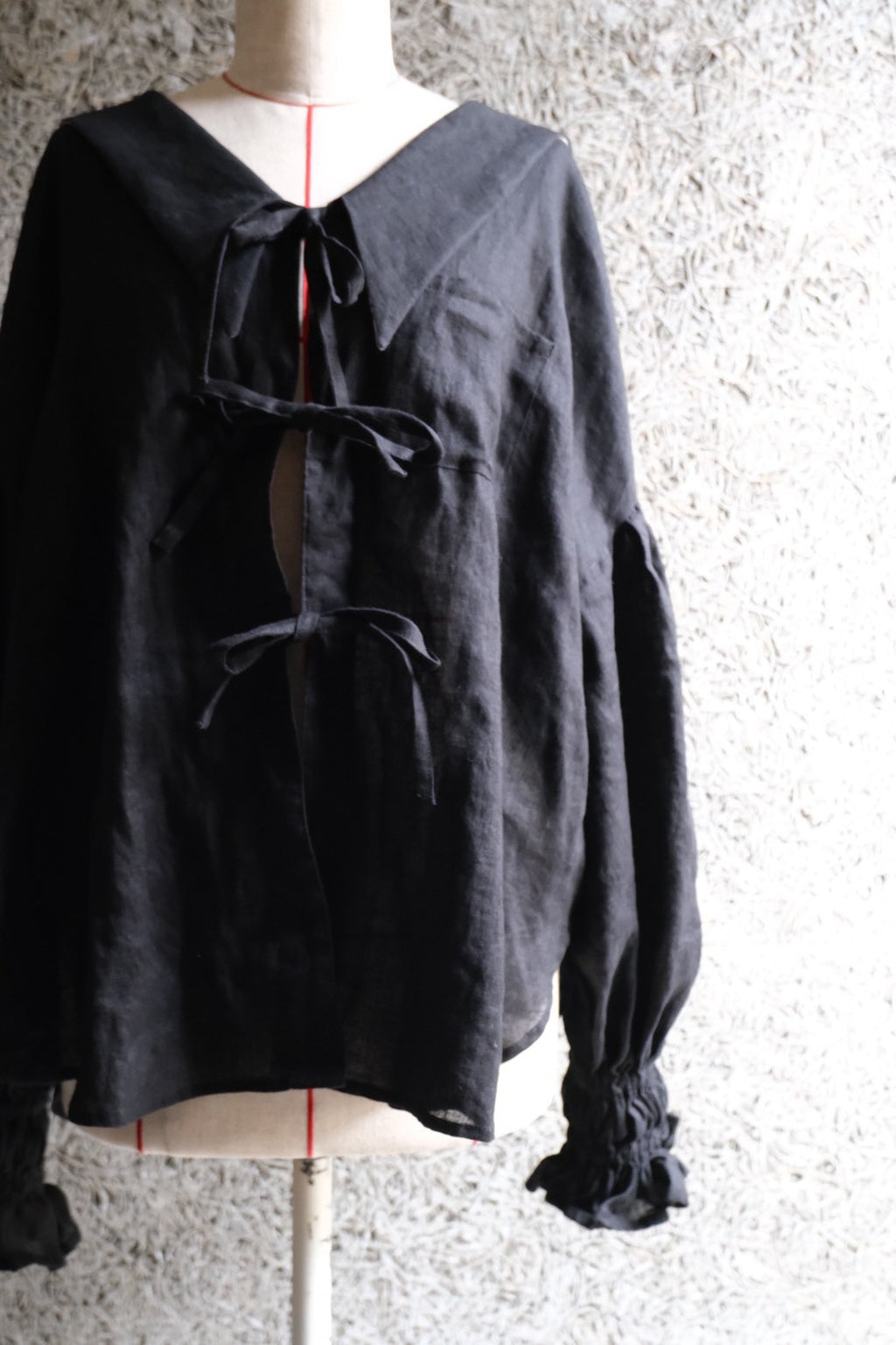 sailor puff blouse - black