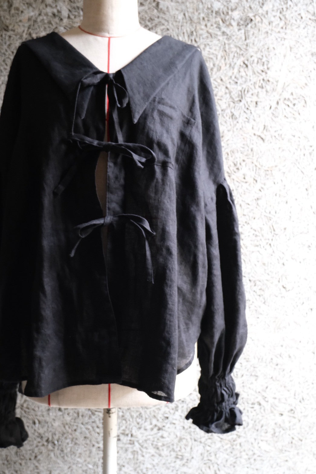 sailor puff blouse - black