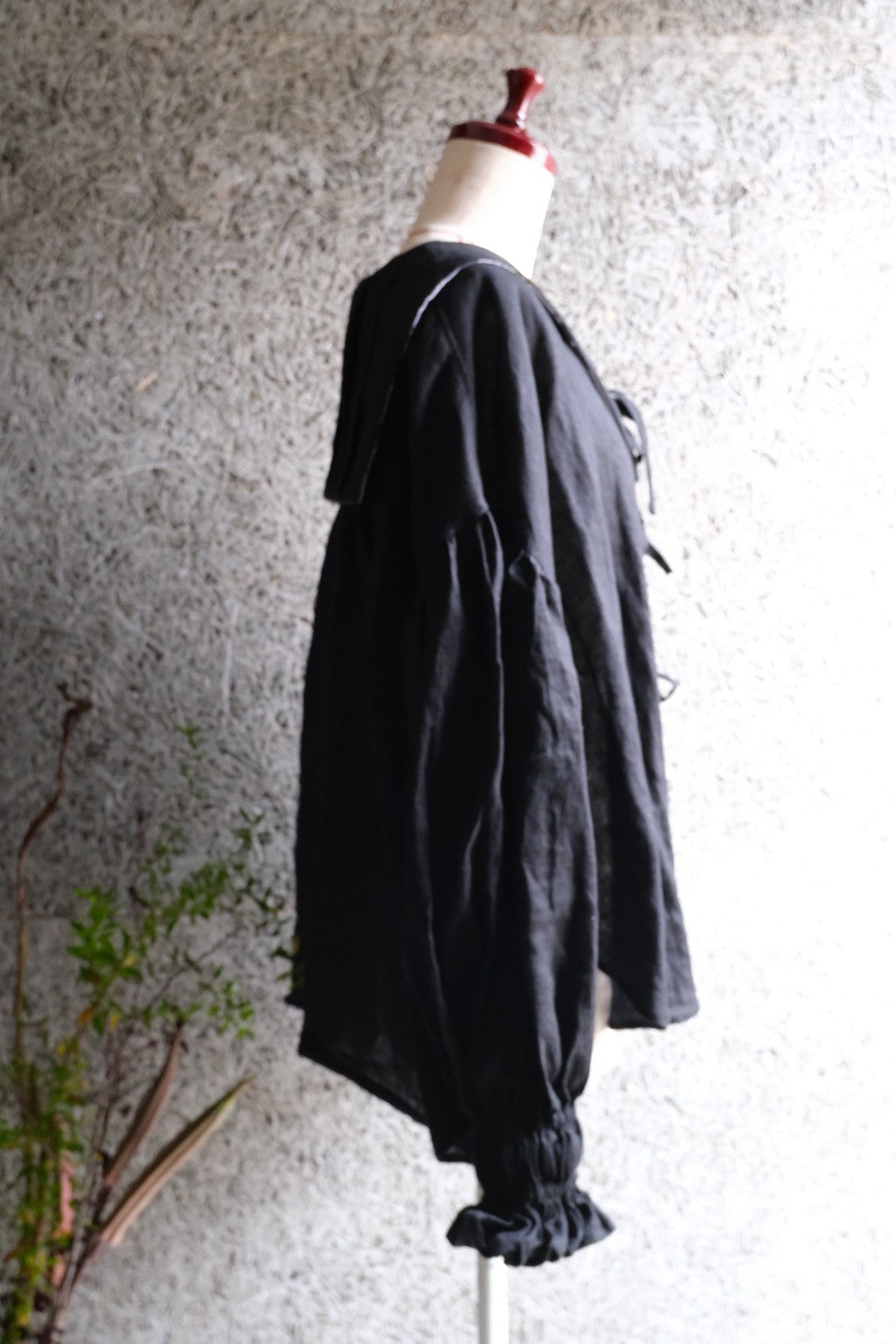 sailor puff blouse - black