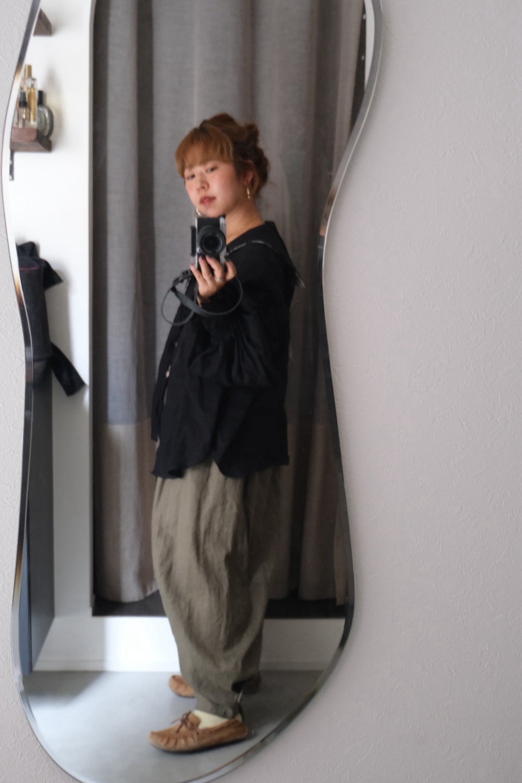 sailor puff blouse - black