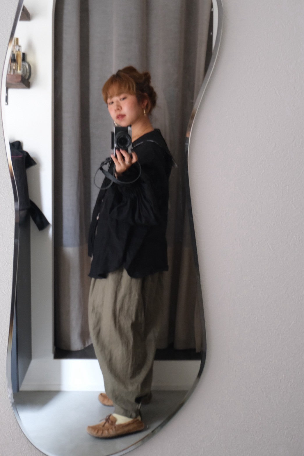 sailor puff blouse - black