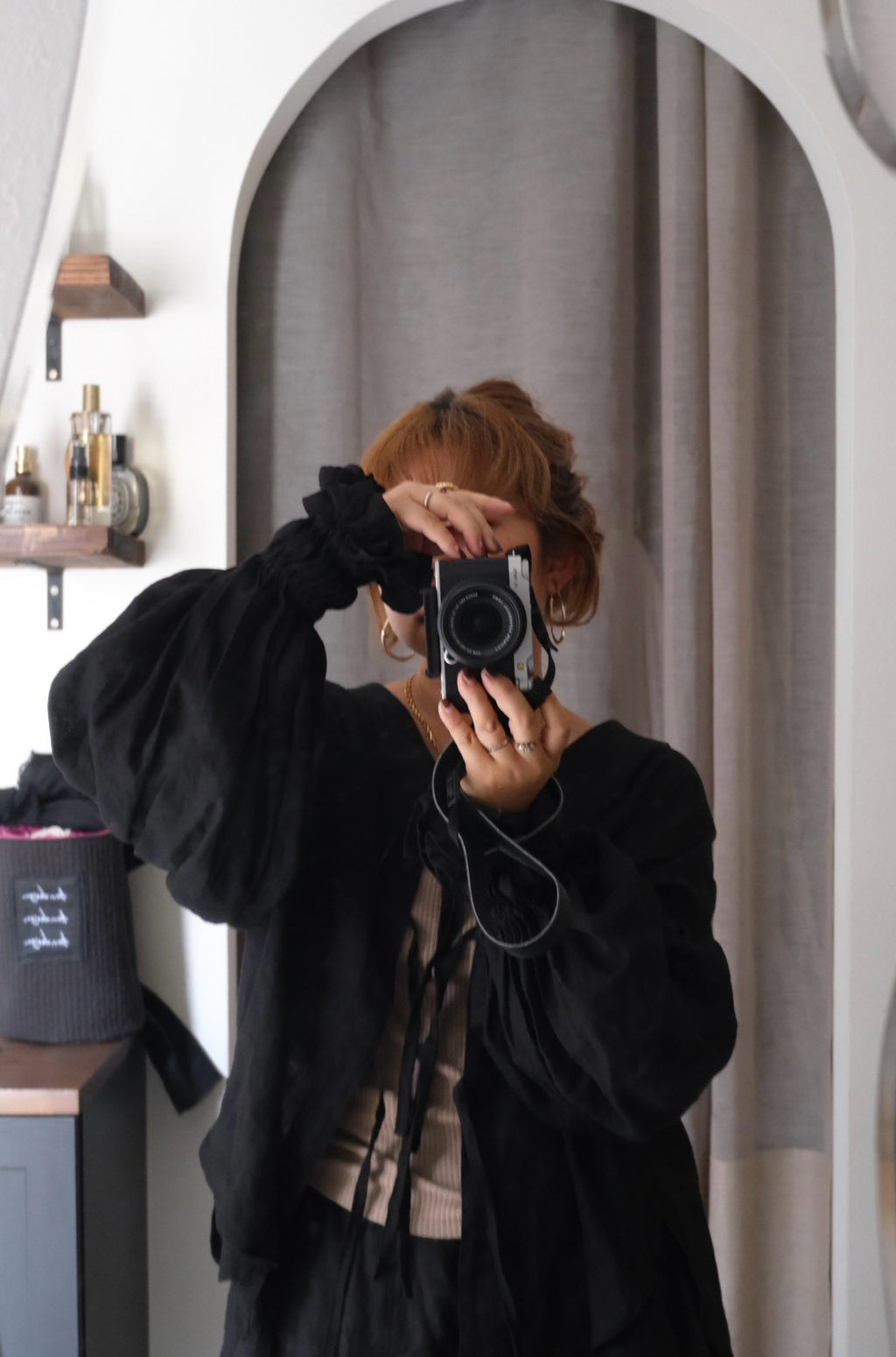 sailor puff blouse - black