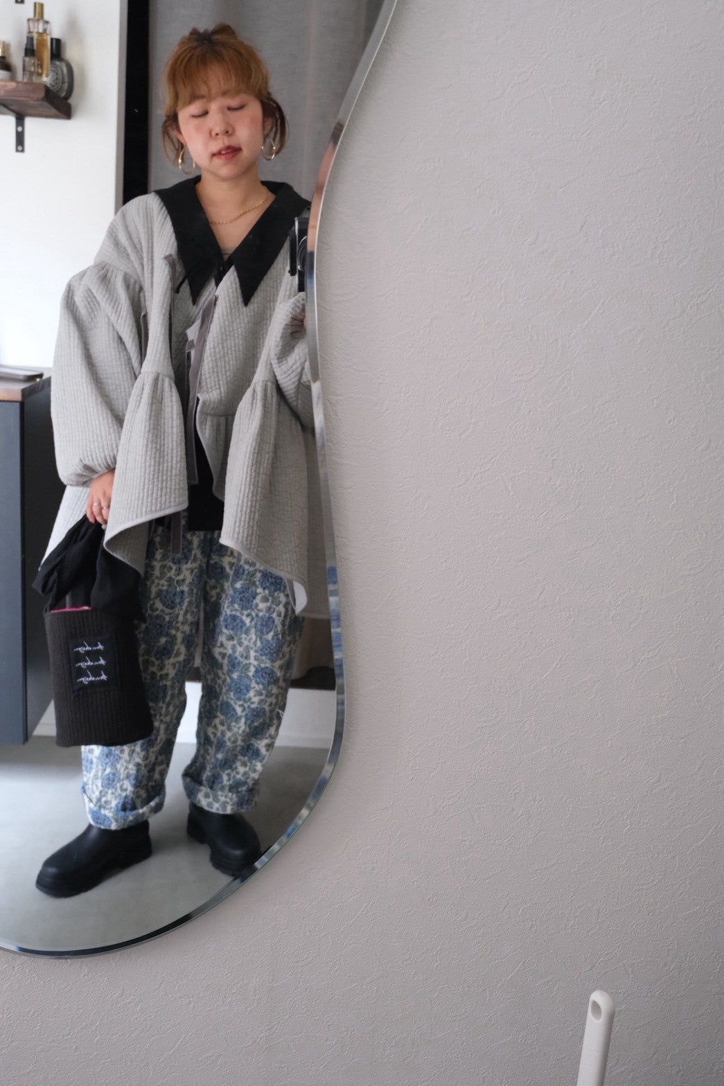 sailor puff blouse - black