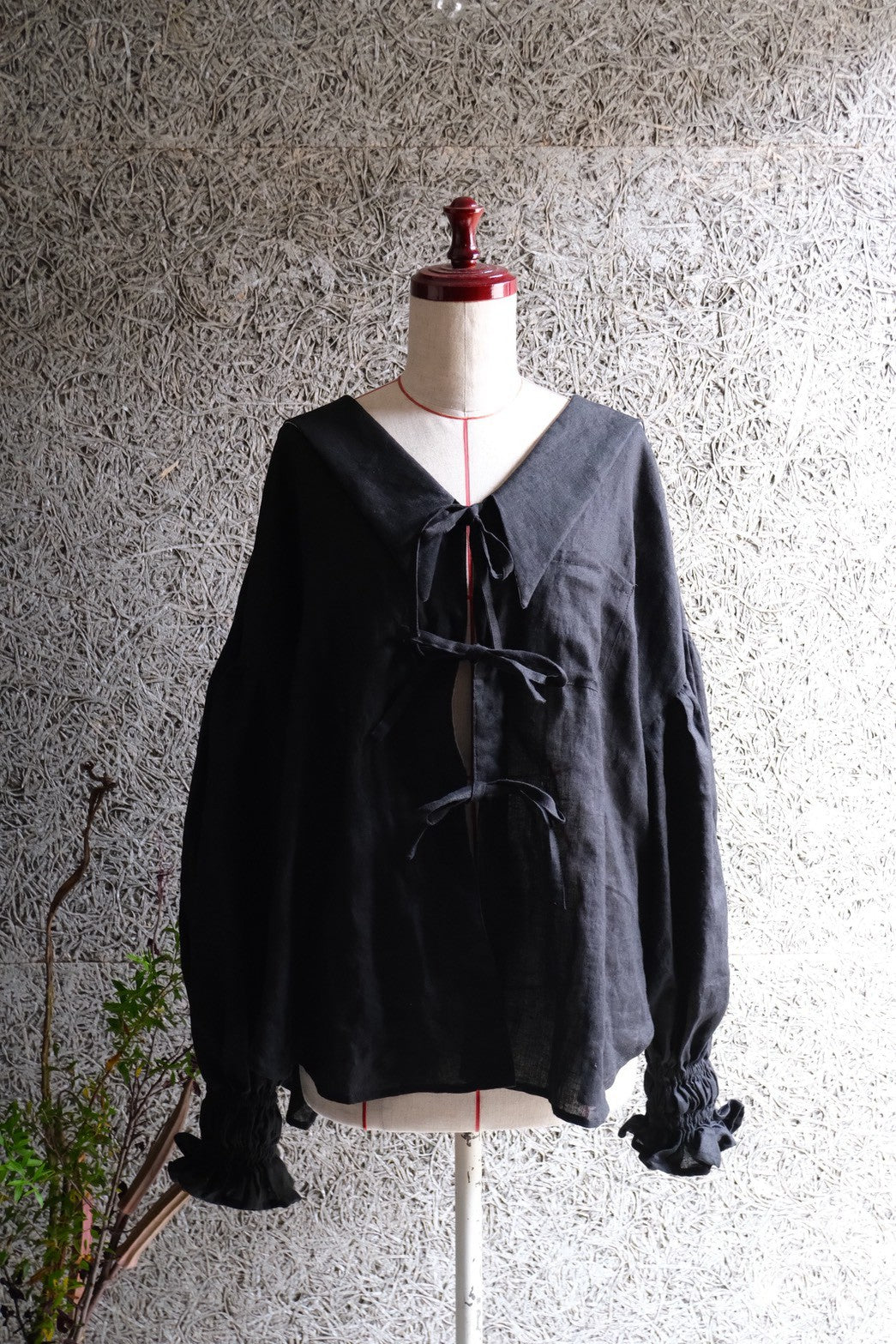 sailor puff blouse - black