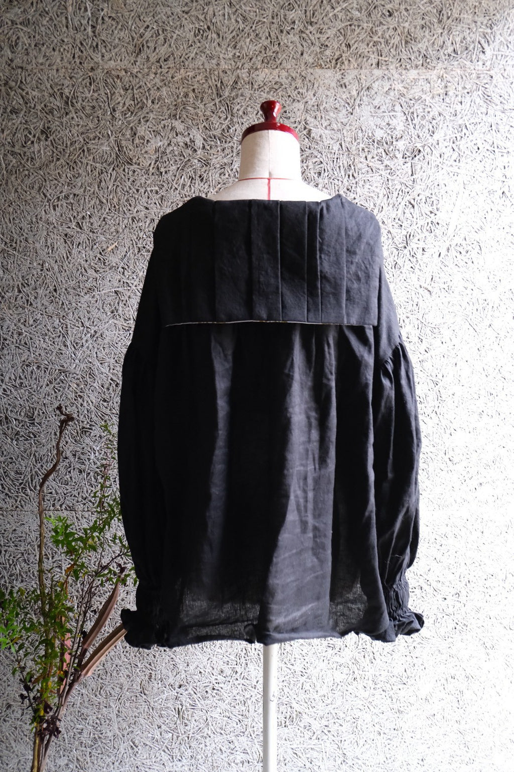 sailor puff blouse - black