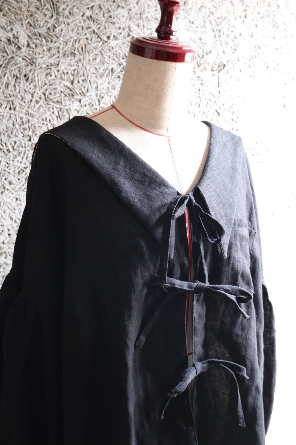 sailor puff blouse - black